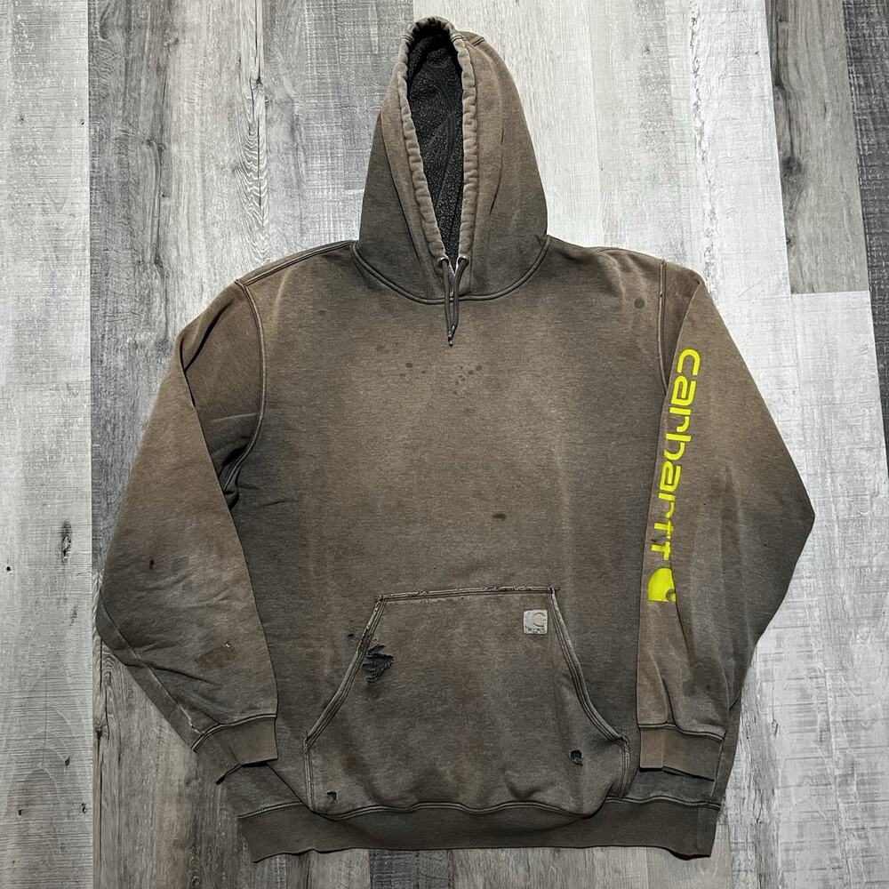 Carhartt Sun Faded Distressed Work Wear Pull Over Hoodie Men's 2XL Regular